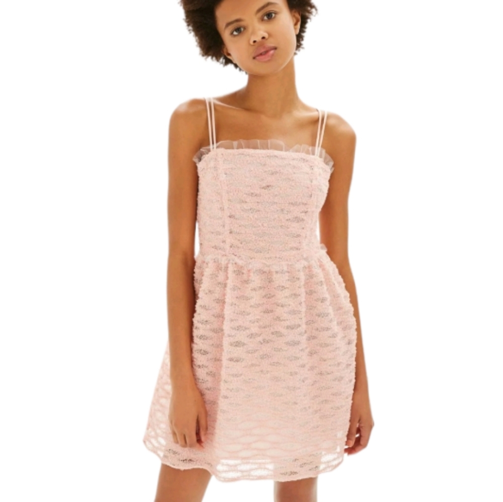 Topshop silver blush tulle with mini prom dress